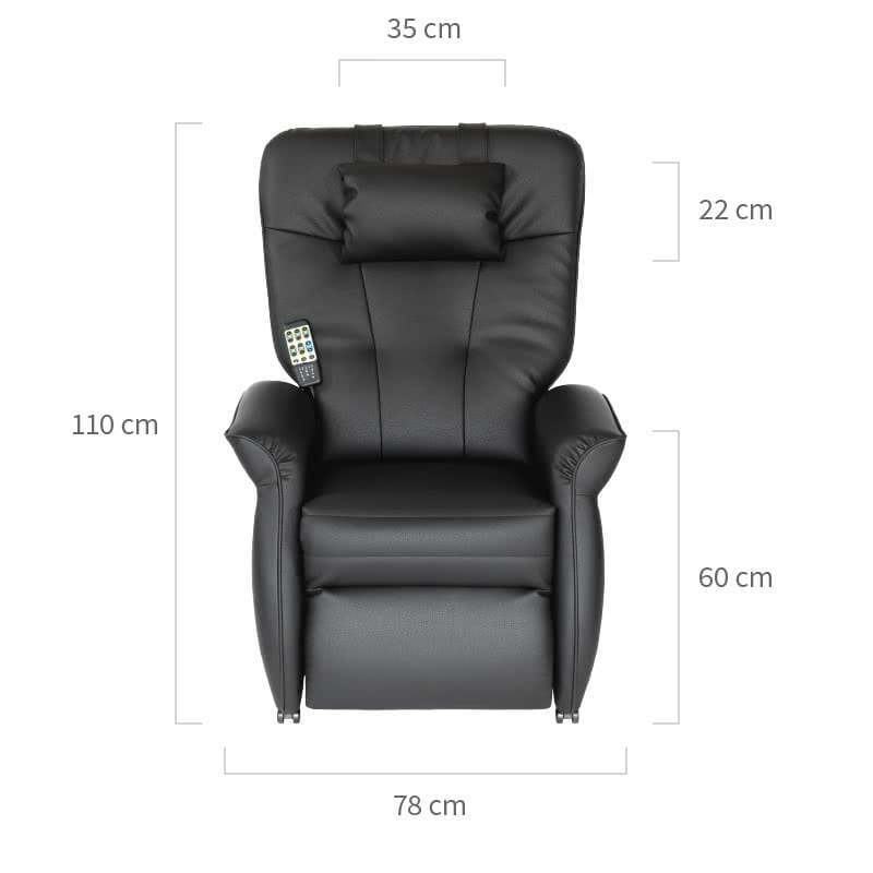 Throner Exklusiv Produktmaße, Höhe 110 cm, Breite 78 cm, Höhe der Armlehne 60 cm, Nackenkissen 35 cm breit und 26 cm hoch.